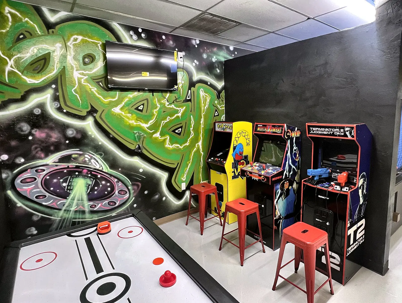 Arcade cabinets and air hockey